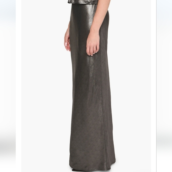 WAYF Selena Bias Cut Maxi Skirt- Gunmetal - Picture 2 of 5